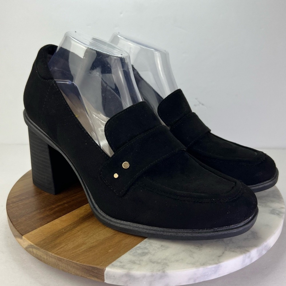 EUC Dr. Scholl's 10 Ecofriendly Women's Rumors Faux Suede Block Heel Loafers